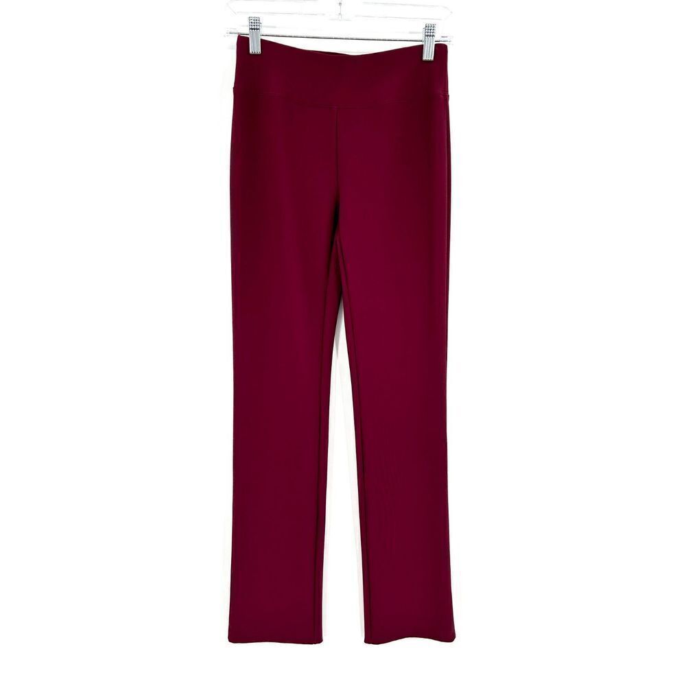 BOSTON PROPER Burgundy Straight Leg Pull On Stretch Waist Office Pants Size XXS